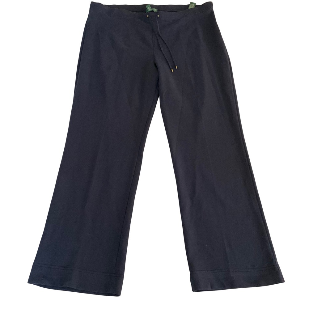 Lauren Ralph Lauren Sweatpants Women XL Navy Blue Cotton Drawstring Lounge Pants
